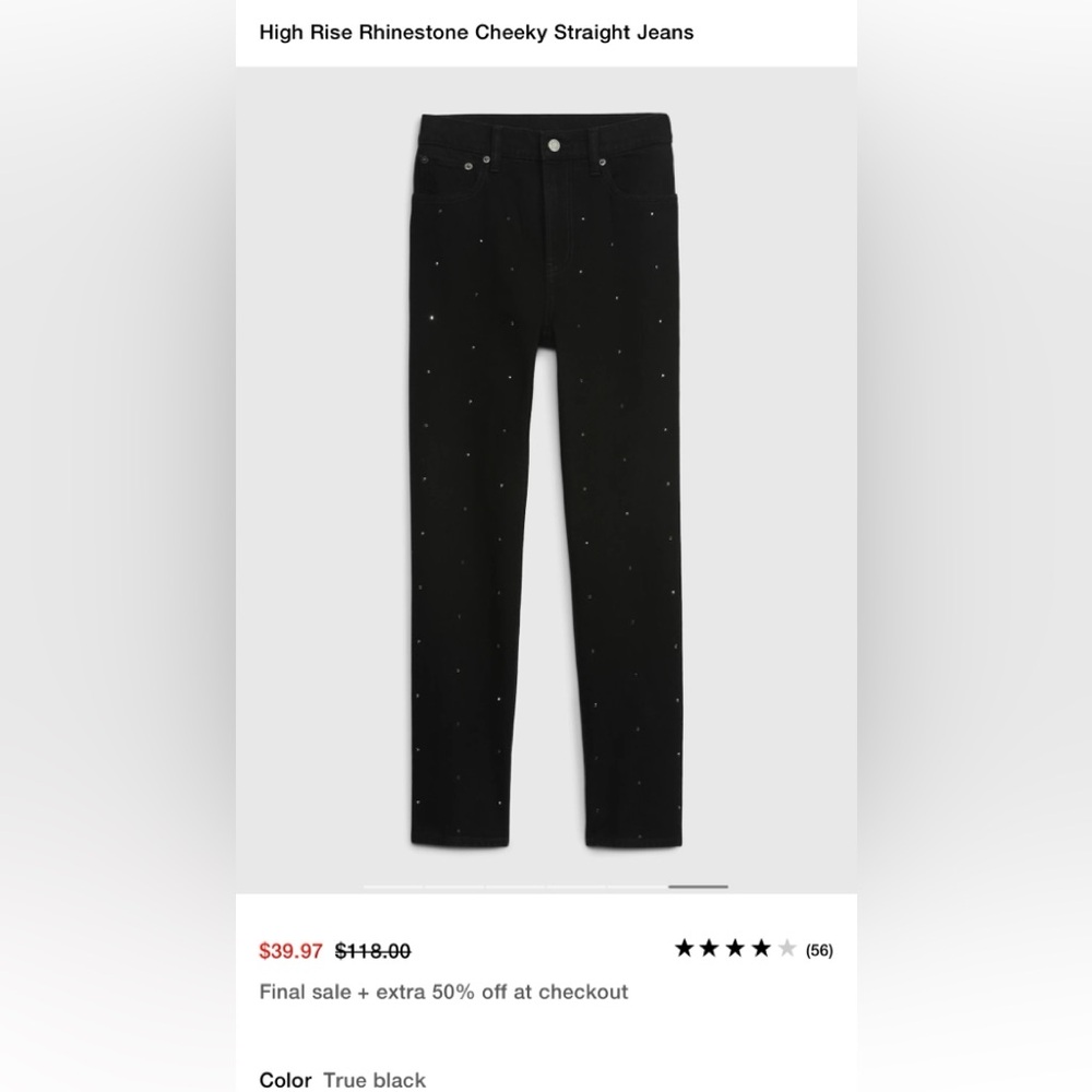 High Rise Rhinestone Cheeky Straight Jeans - Picture 2 of 7